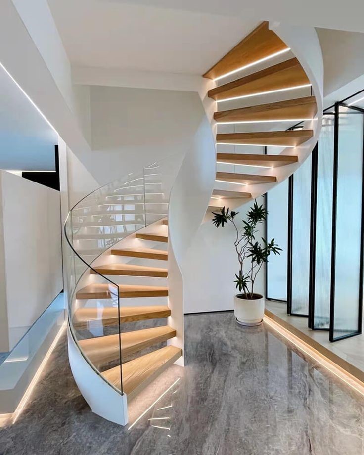 پله‌های مارپیچ، ایده‌گرفته از الگوهای سنتی، نشان‌دهنده ارتباط عمیق با تاریخ هنر معماری هستند
