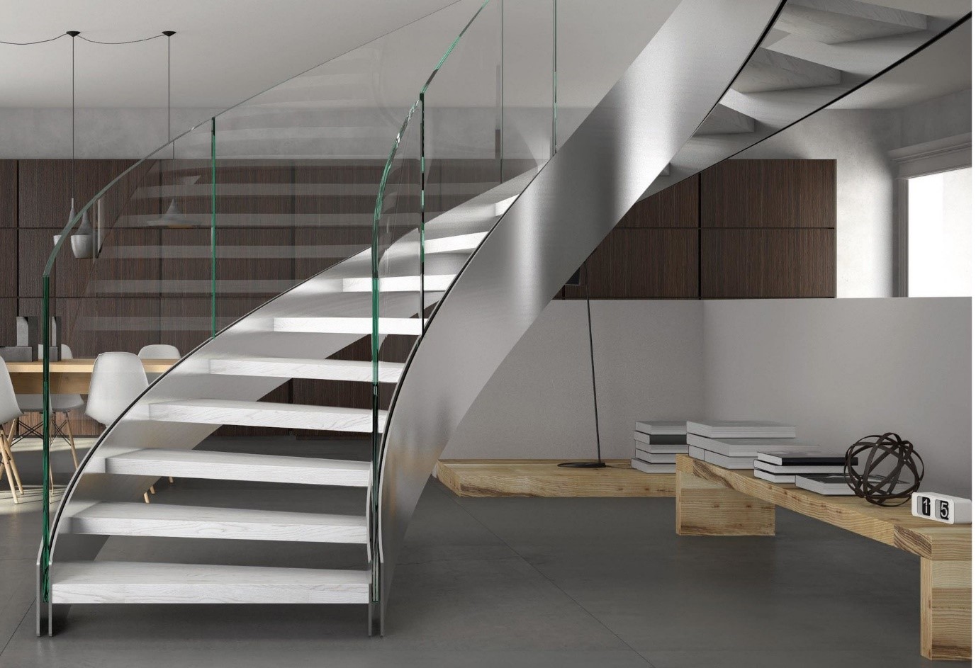 پله‌های منحنی، با خطوط هنری خود، جادویی فضاهای معماری را زنده می‌کنند