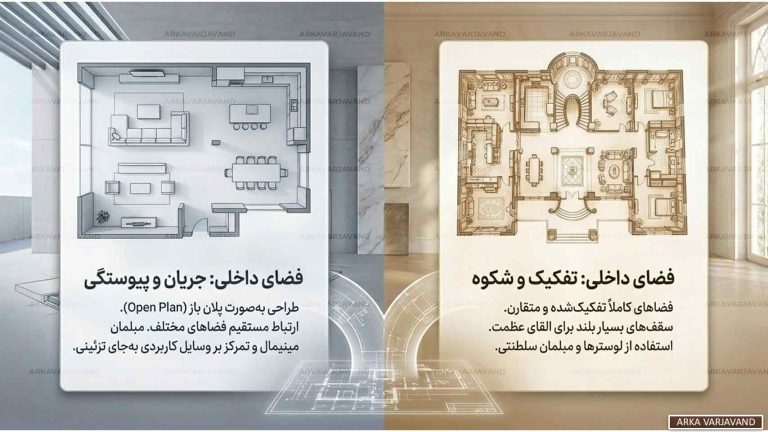 تفاوت طراحی ویلا نئوکلاسیک با سبک مدرن کدام طرح جاودانه است؟ 15 تفاوت طراحی ویلا نئوکلاسیک با سبک مدرن